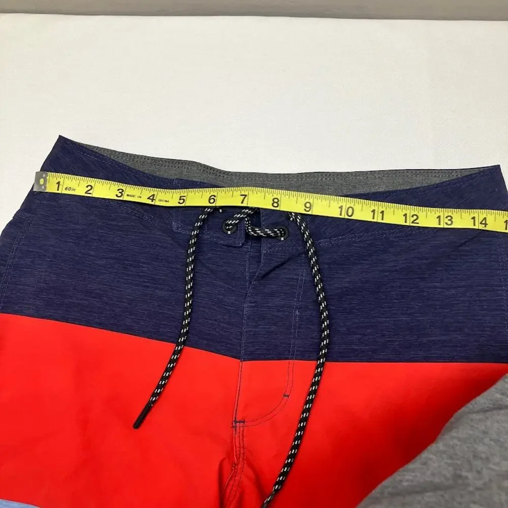 Hurley Board Shorts Colorblock Red Blue Navy Swim Trunks 9” Men's Size 28